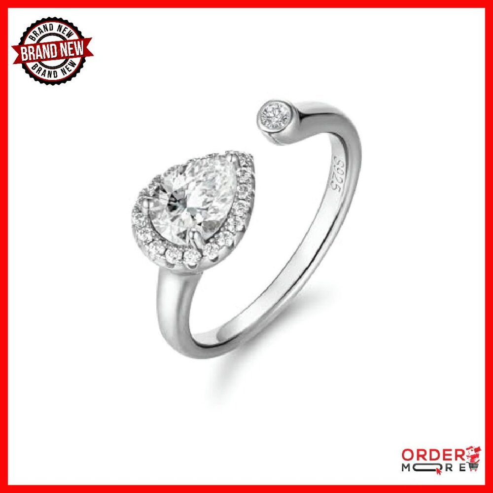 Adjustable Moissanite Engagement Ring Sterling Si… - image 2